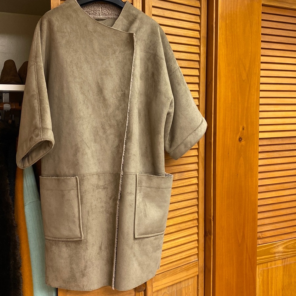 Asos zara style polo garage oversize suede coat